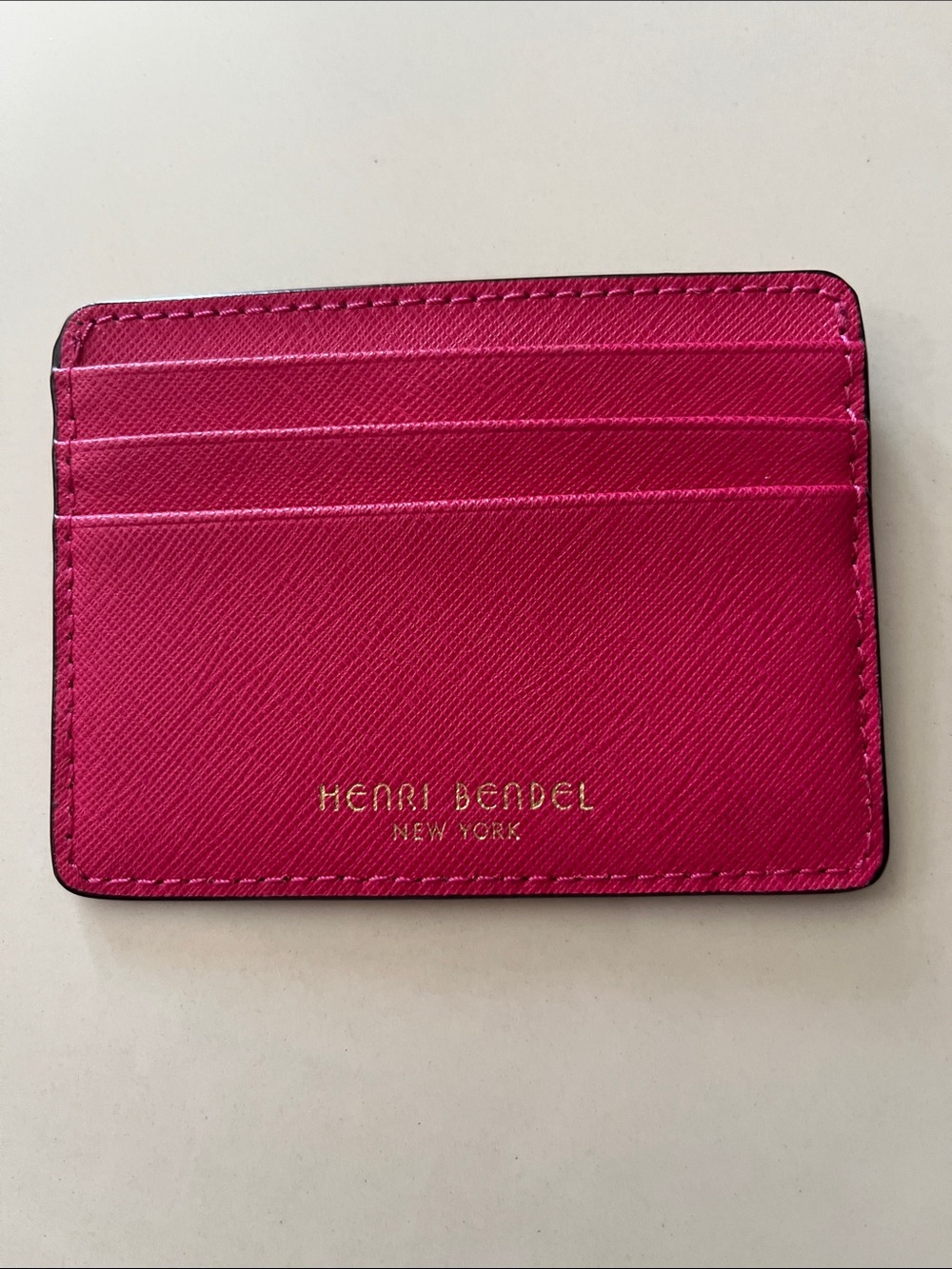 henri bendel Hot Pink Saffiano Cardholder with Gold Logo